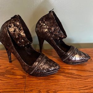 Buckle BLE Sole Black  print sparkly studded strappy ankle heels